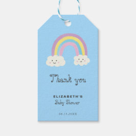 Etiqueta Para Presente Chá de fraldas Arco-Íris Bonito Pastel Obrigado