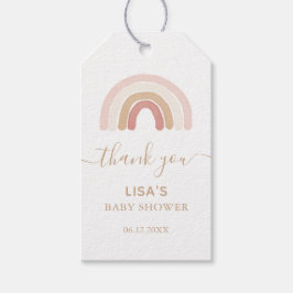Etiqueta Para Presente Chá de fraldas arco-íris cor-de-água rosa