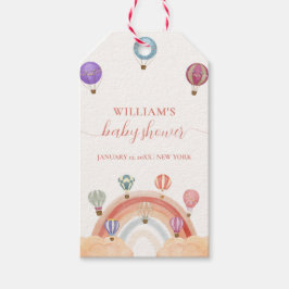 Etiqueta Para Presente Chá de fraldas Arco-Íris de Balão de Ar Quente Col
