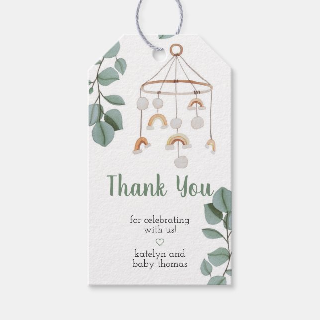 Etiqueta Para Presente Chá de fraldas Arco-Íris Modern Boho (Frente)