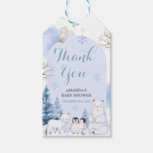 Etiqueta Para Presente CHÁ DE FRALDAS ARCTIC ANIMAL Snowflakes Obrigado