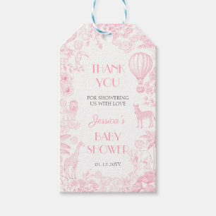Etiqueta Para Presente Chá de fraldas azul Cute Safari Rosa de Jouy