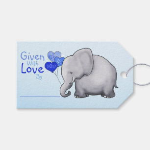 Etiqueta Para Presente Chá de fraldas azul do elefante dado com presente