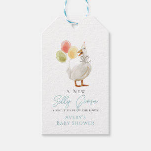 Etiqueta Para Presente Chá de fraldas bobo Gingham Blue Gingham Girl