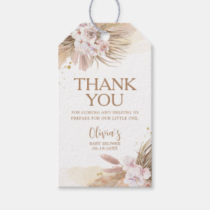 Etiqueta Para Presente Chá de fraldas Boho Pampas Grass Obrigado