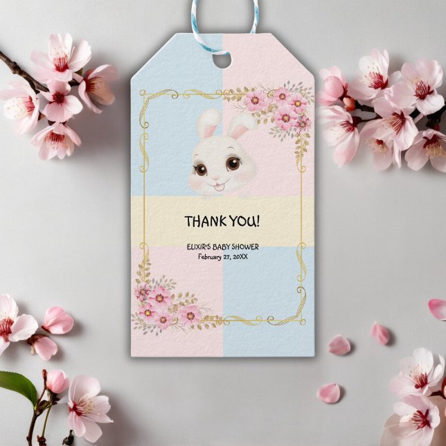 Etiqueta Para Presente Chá de fraldas Branco Elegante Moderno (Criador carregado)