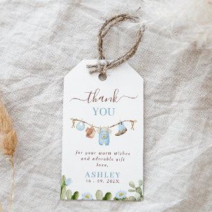 Etiqueta Para Presente Chá de fraldas Cowboy Cactus Blue Clothesline