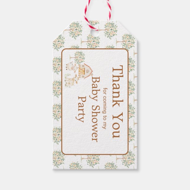 Etiqueta Para Presente Chá de fraldas da Fazenda (Frente)