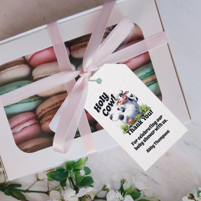 Etiqueta Para Presente Chá de fraldas Da Vaca Santa Obrigado (Criador carregado)