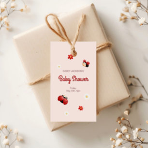 Etiqueta Para Presente Chá de fraldas das Flores de Ladybug