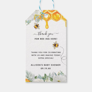 Etiqueta Para Presente Chá de fraldas De Abelhas De Honeycomb Floral Obr