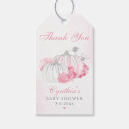 Etiqueta Para Presente Chá de fraldas De Abóbora Rosa Obrigado Por Favor