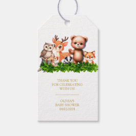 Etiqueta Para Presente Chá de fraldas de animais florestais Obrigado Etiq
