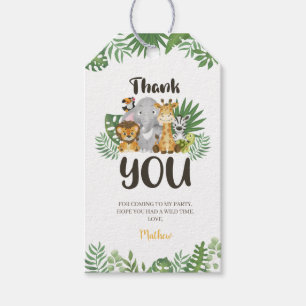 Etiqueta Para Presente Chá de fraldas de aniversário de animais safari-cu