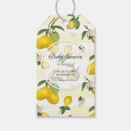 Etiqueta Para Presente Chá de fraldas de Aquarela de Citrus Foliage com F