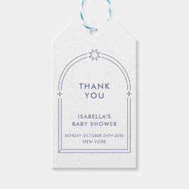 Etiqueta Para Presente Chá de fraldas de Arco de Boho Minimalista Azul