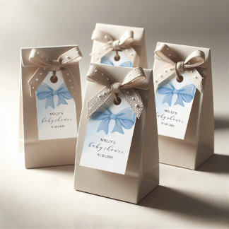 Etiqueta Para Presente Chá de fraldas de Arco de Cor de Água Azul Dusty