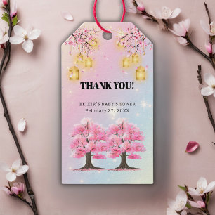 Etiqueta Para Presente Chá de fraldas de árvore do Flor de Cereja Sakura