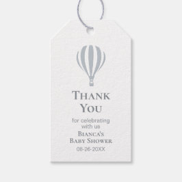 Etiqueta Para Presente Chá de fraldas de Balões de Ar Quente da cinza Obr