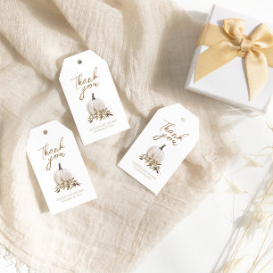 Etiqueta Para Presente Chá de fraldas de Boho Pumpkin Russo Branco Obriga