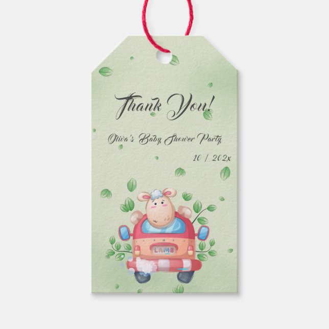 Etiqueta Para Presente Chá de fraldas de Carneiro Bonito (Frente)