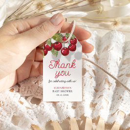 Etiqueta Para Presente Chá de fraldas de Cherry Watercolor Obrigado