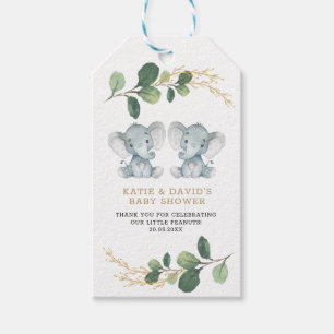 Etiqueta Para Presente Chá de fraldas de co-Ed Elegante Greenery Twin El
