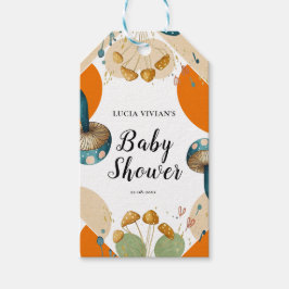 Etiqueta Para Presente Chá de fraldas de Cogumelo Geométrico Colorido Mod