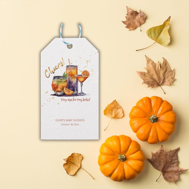 Etiqueta Para Presente Chá de fraldas de coquetéis do Halloween (Criador carregado)