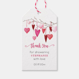 Etiqueta Para Presente Chá de fraldas de Corações Rosa Obrigado