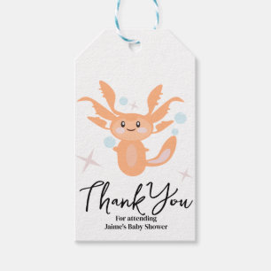 Etiqueta Para Presente Chá de fraldas de Criação do Oceano Axolotl Pastel