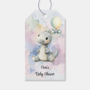 Etiqueta Para Presente Chá de fraldas de Dinossauro Adorável com Pinta Pa