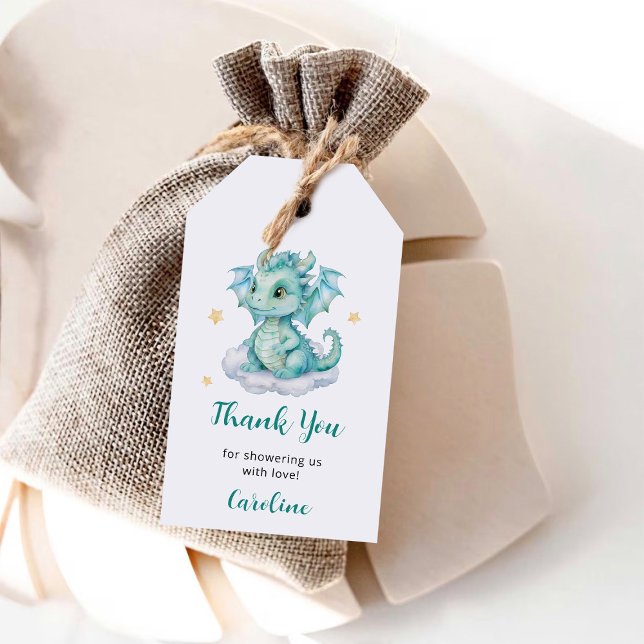 Etiqueta Para Presente Chá de fraldas de dragão (Criador carregado)