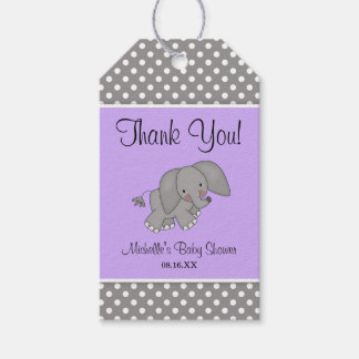 Etiqueta Para Presente Chá de fraldas de Elefante Roxo