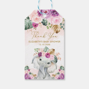 Etiqueta Para Presente Chá de fraldas de Elefante Tropical Blush
