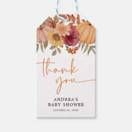 Etiqueta Para Presente Chá de fraldas de Flor de outono de Bomba Elegante
