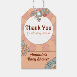 Etiqueta Para Presente Chá de fraldas de Flor do Estilo Retroativo Obriga