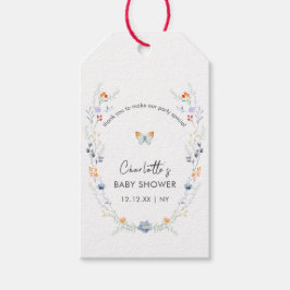 Etiqueta Para Presente Chá de fraldas de flor selvagem da borboleta Minim