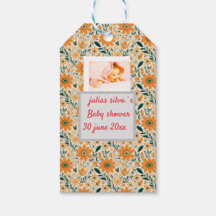 Etiqueta Para Presente chá de fraldas de flores laranja boho aper Napkin