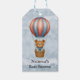 Etiqueta Para Presente Chá de fraldas de Garçom de Ar Quente do Urso do M