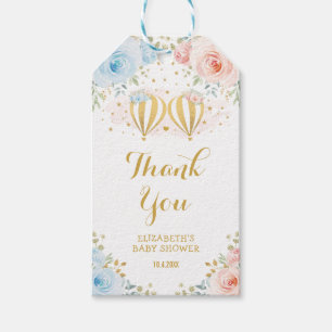 Etiqueta Para Presente Chá de fraldas de Gêmeos Florais, Balão de Ar Quen