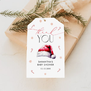 Etiqueta Para Presente Chá de fraldas de inverno de Natal Obrigado Etique