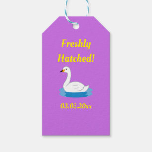 Etiqueta Para Presente Chá de fraldas de Menina do Tema de Swan Bonito