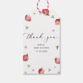 Etiqueta Para Presente Chá de fraldas de Morango de Aquarela Elegante