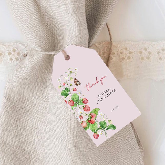 Etiqueta Para Presente Chá de fraldas De Morango Obrigado (Criador carregado)