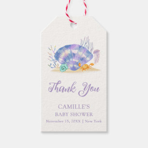 Etiqueta Para Presente Chá de fraldas de Pérola do Mar Roxo Obrigado