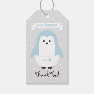 Etiqueta Para Presente Chá de fraldas De Pinguim De Bebê Obrigado, Etique