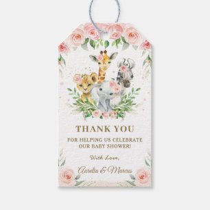 Etiqueta Para Presente Chá de fraldas de Selva Safari Floral Rosa 
