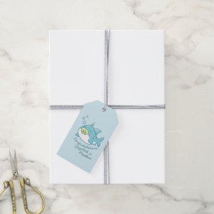 Etiqueta Para Presente Chá de fraldas de tubarão branco Kawaii