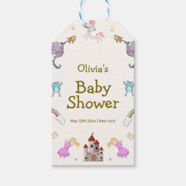 Etiqueta Para Presente Chá de fraldas de Unicórnio Princesa Dragão